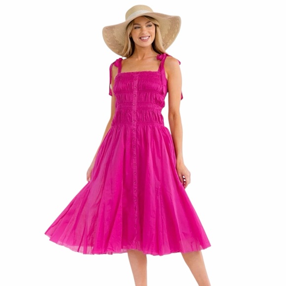 Fate Dresses & Skirts - NWT Summer Pink Adjustable Straps Smocked Midi Dress, various sizes